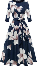 Cocktail Dresses for Women Vintage Tea Length 3/4 Sleeve