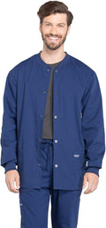 Cherokee Men's Medical Scrub Jacket Snap Front with Long Sleeve