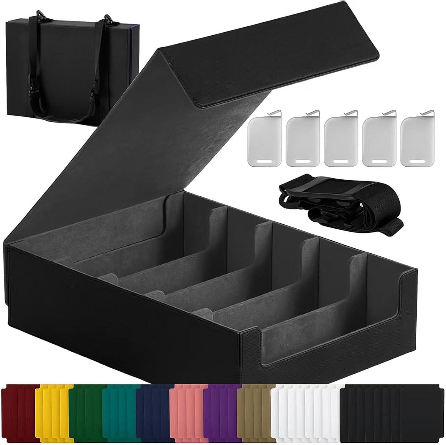 Magnetic Leather Trading Card Storage Box with 3900+ Capacity
