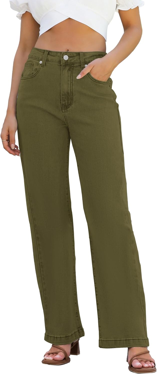Womens High Waisted Straight Leg Loose Stretchy Jeans 2025