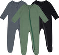 Baby Boy Footed Pajamas with Mittens - Soft Bamboo Rayon Sleepers made