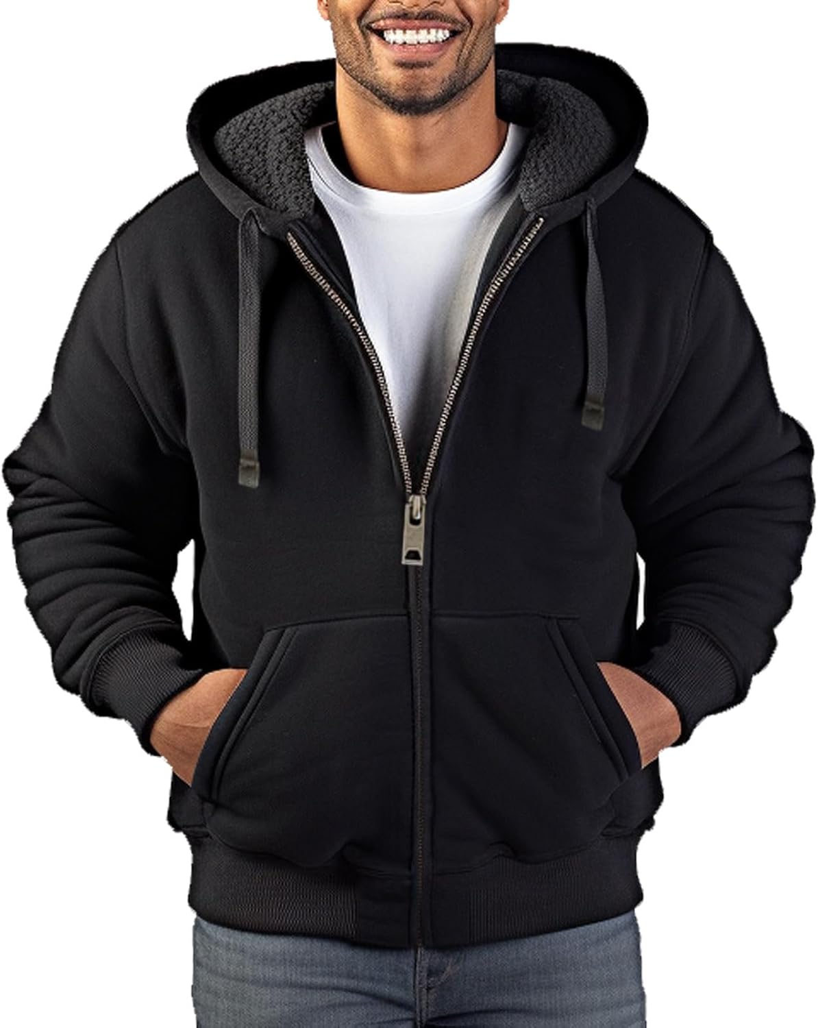 Heavyweight Sherpa Fleece Lined Hoodies for Men - Warm Jacket