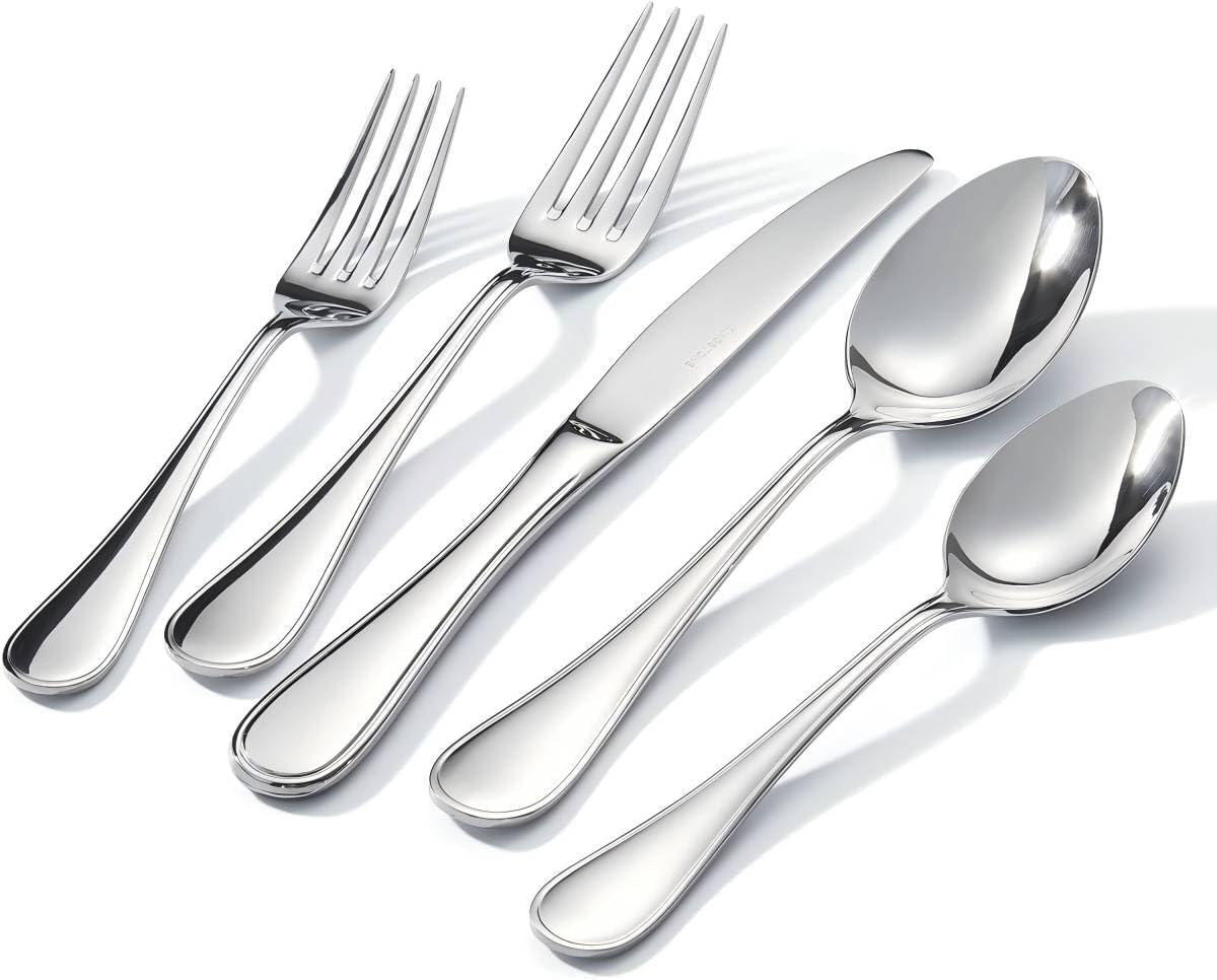 20 Piece Teardrop Silverware Set for 4, Modern Flatware