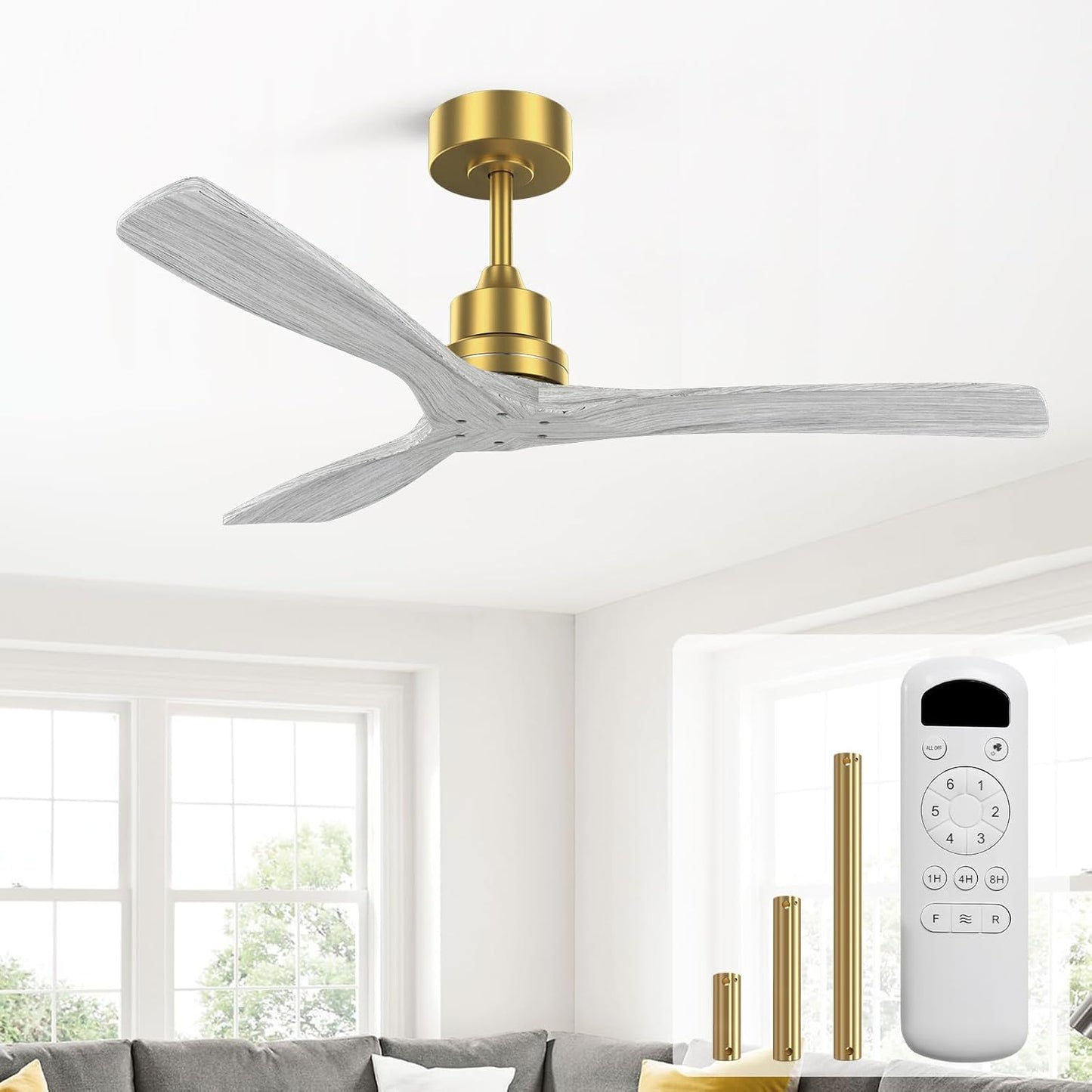Sofucor 52 Inch Ceiling Fan Without Light for Modern Spaces