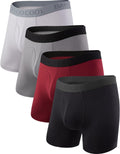 BAMBOO COOL Men's Boxer Briefs Fly 4 Pack - Comfortable Breathable