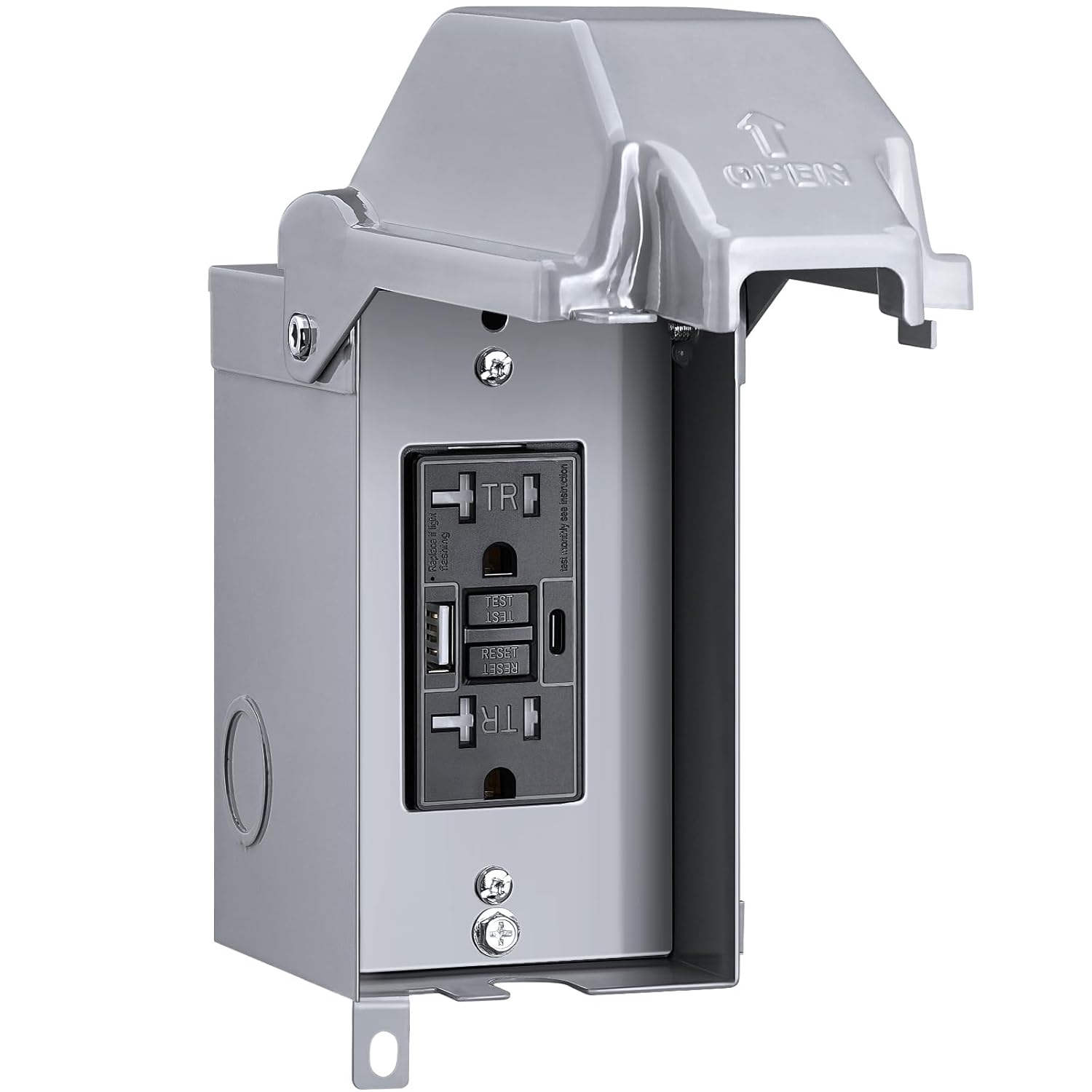SURAIELEC Outdoor GFCI Outlet Box with USB Ports for Safety