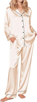 Silk Satin Pajamas Long Sleeve 2 Piece Set - Soft Lux Sleepwear