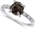 Real Raw Crystal Dainty Ring in White Gold - Birthstone Gift for Women