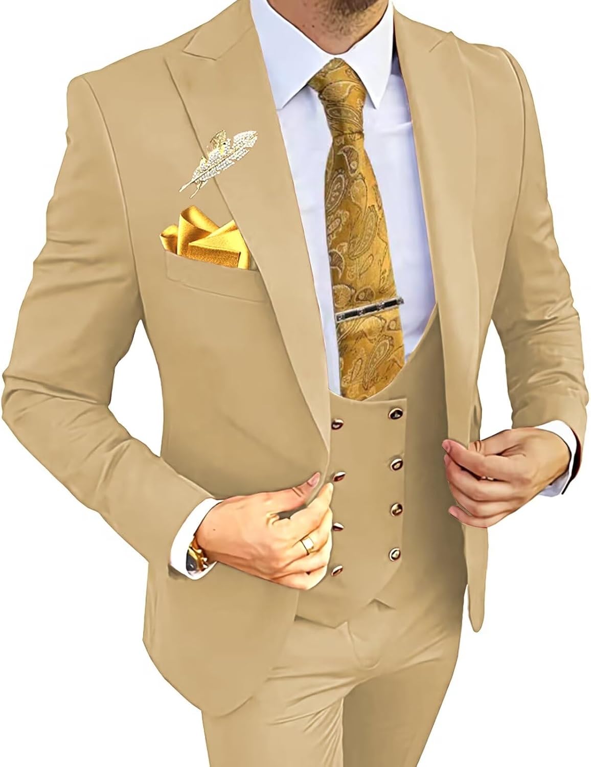 Wangyue 3 Piece Men's Suits Slim Fit for Weddings and Prom