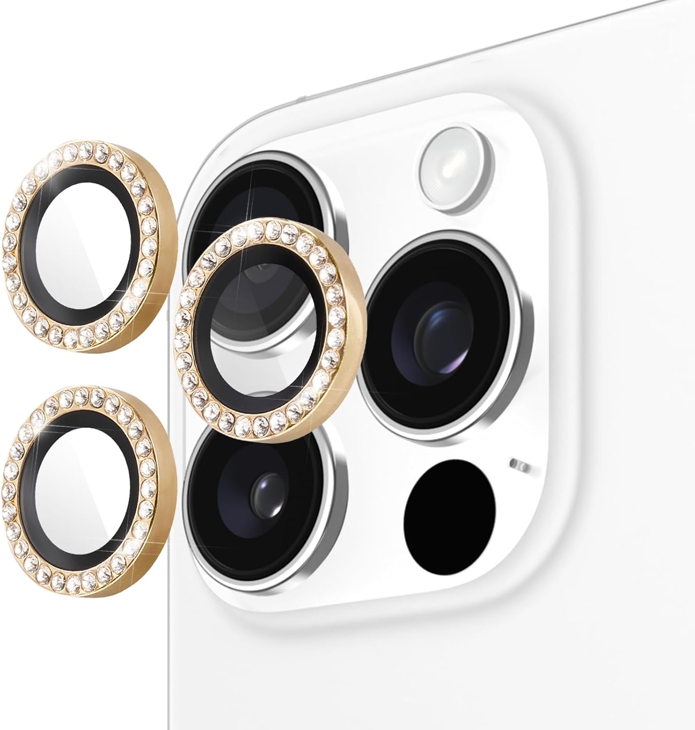iPhone 16 Pro Max Camera Lens Protector with Gold Design