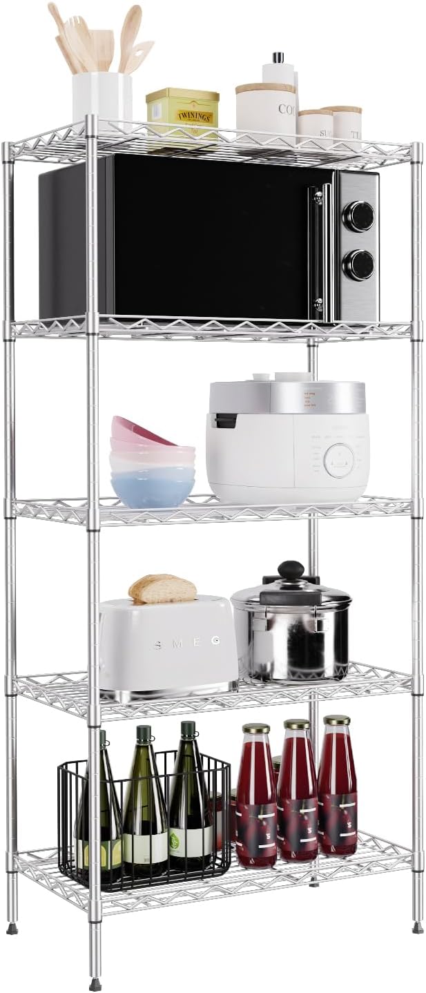 PayLessHere Metal Shelf Wire Shelving - 5 Tier Adjustable Storage