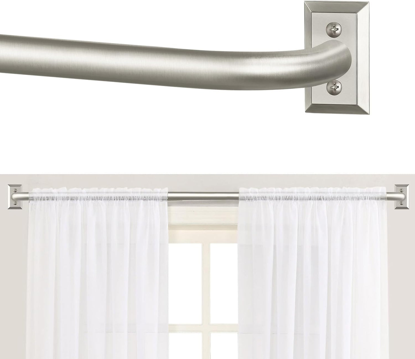 Nickel Wrap Around Curtain Rods for 66 to 120 Inch Windows