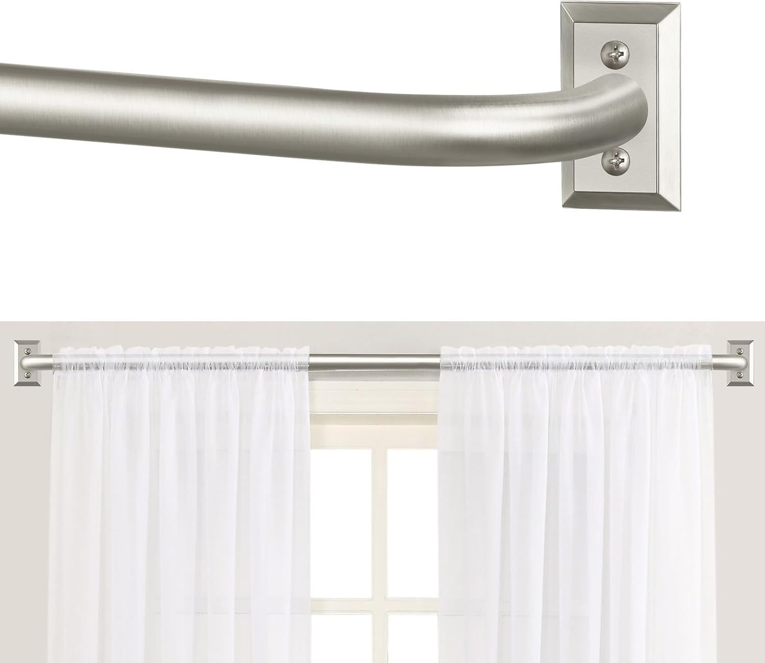 Nickel Wrap Around Curtain Rods for 72 to 144 Inch Windows