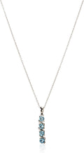 Womens Sterling Silver Four Stone Blue Topaz Pendant Necklace