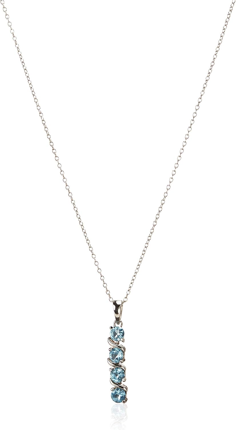 Classic Four Stone Pendant Necklace in Sterling Silver Design