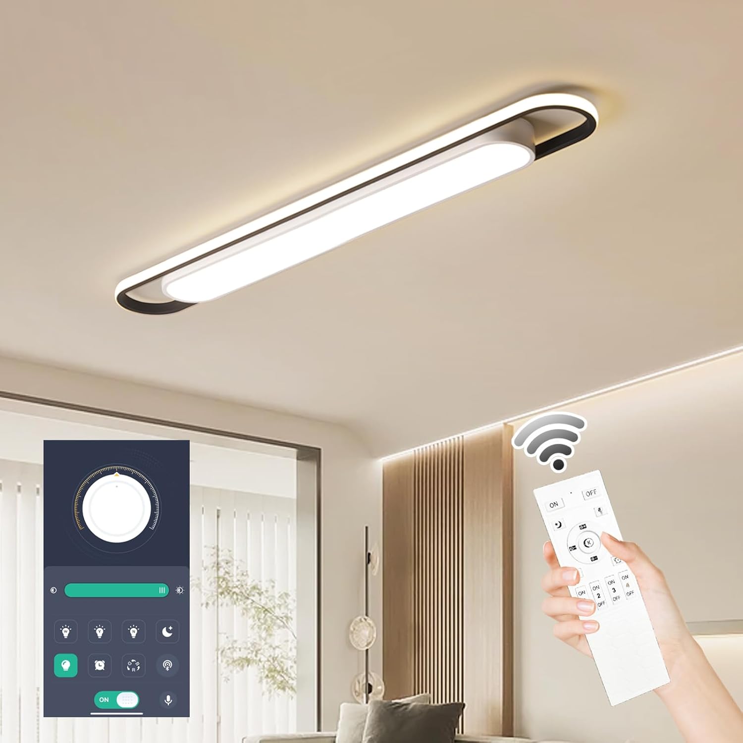 4Ft Modern Smart LED Linear Ceiling Lights for Home and Office