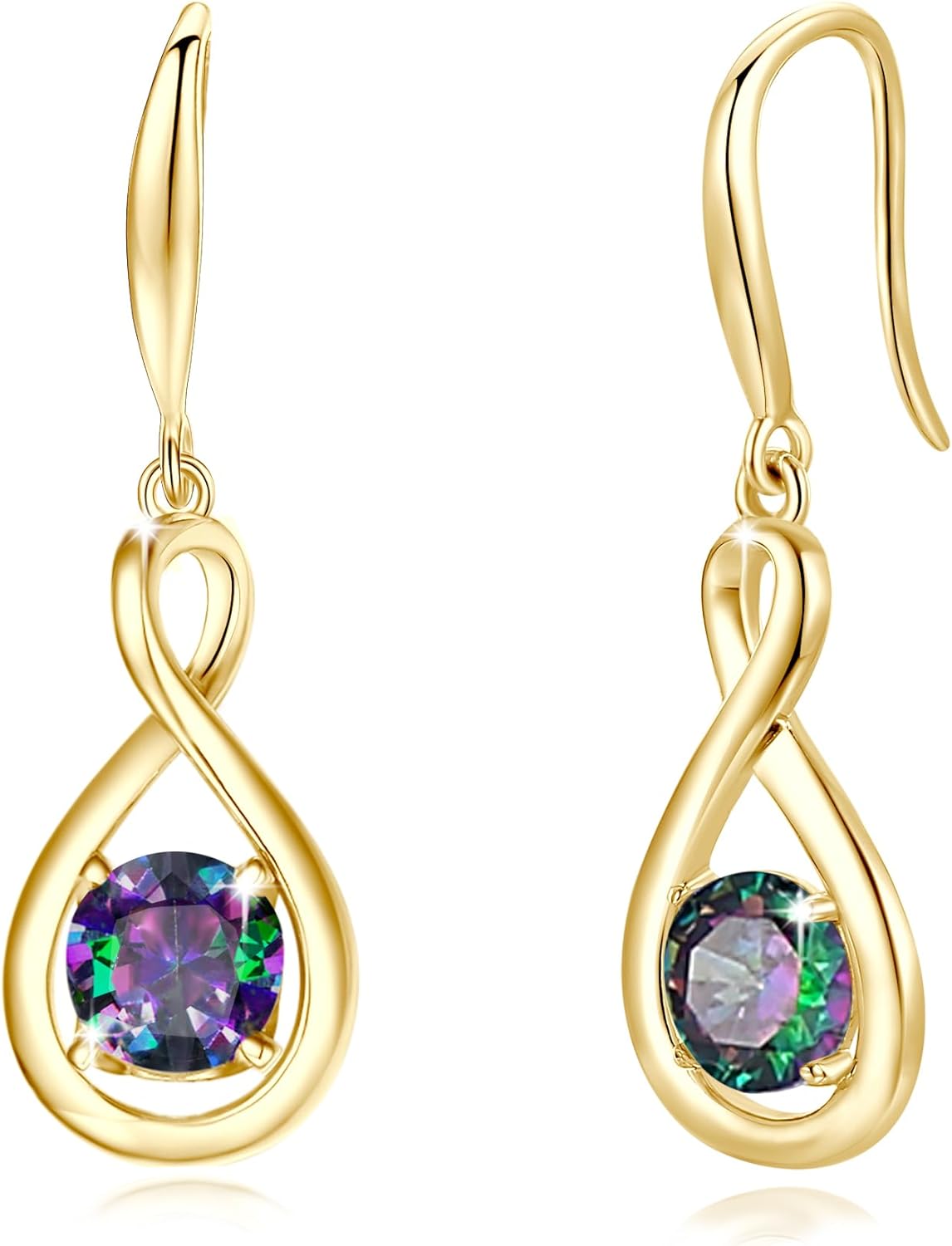 Dangle Drop Earrings in 925 Sterling Silver with Birthstone