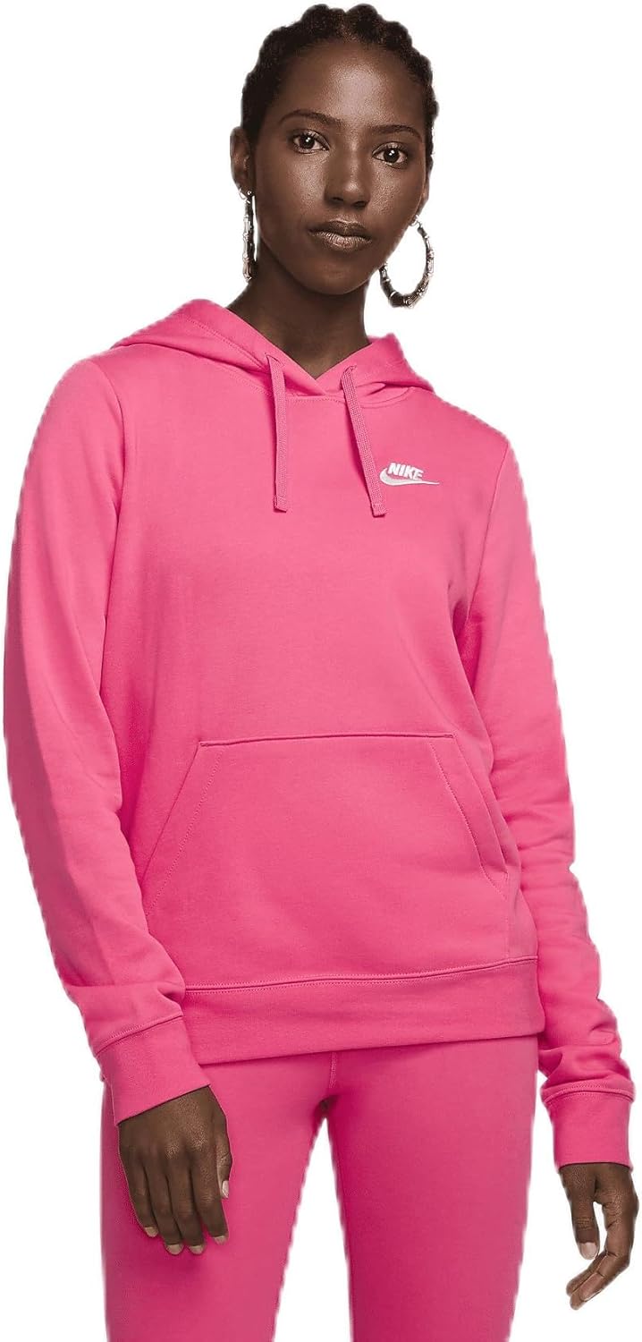 Nike Women's Club Fleece Hoodie, Aster Pink - X-Small