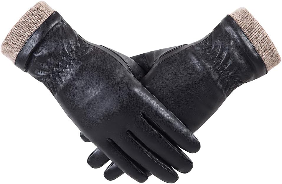 Warm Touchscreen Leather Gloves for Women