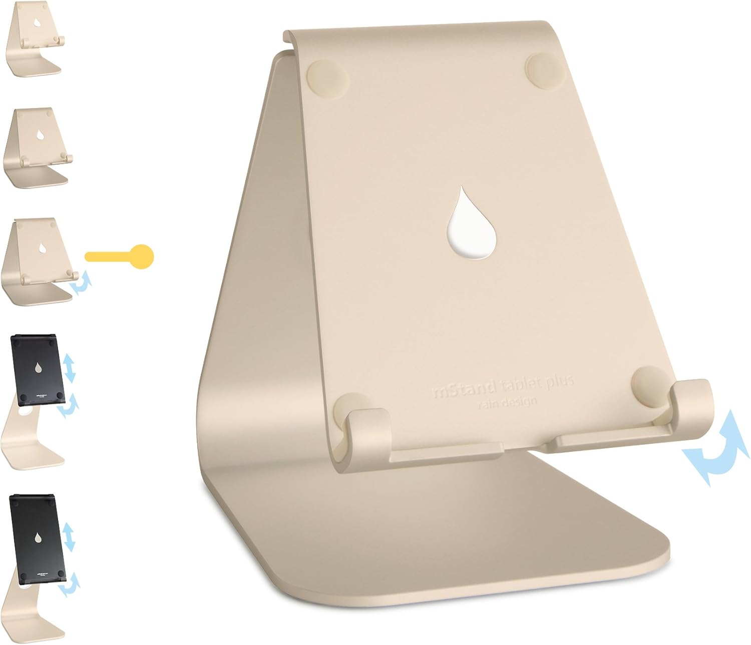Rain Design mStand tabletplus: Adjustable Tablet Stand in Gold