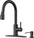 Kitchen Faucet with Soap Dispenser and Pull Down Sprayer - High Arc