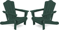 Green Folding Adirondack Chair Set of 2 - HDPE All-Weather Comfort