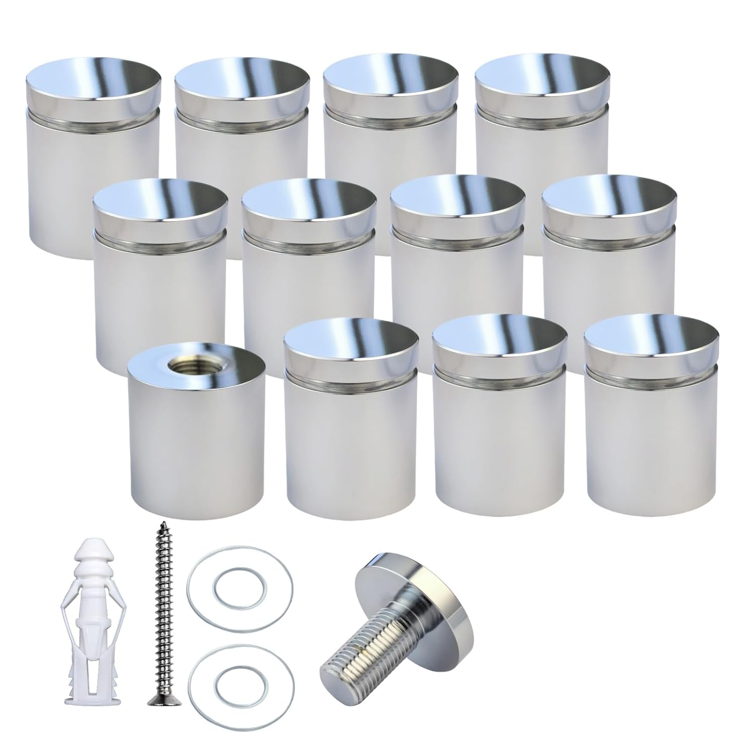 Pack of 12 Aluminum Standoff Screws for Wall Sign Mounting