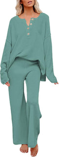 Pink Queen Women's 2 Piece Knit Sweatsuit - Cozy Fall Lounge Set Shoes
