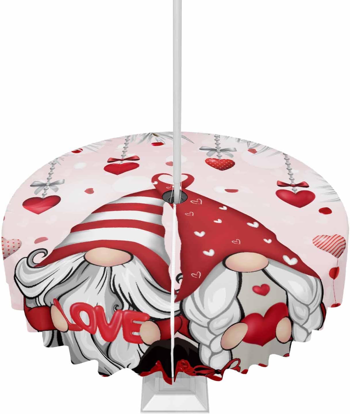 Waterproof Valentine's Day Outdoor Tablecloth - 60 Round Table - ZFUNCING