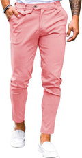 Mens Chinos Slim Fit Pants Flat Front Stretch Skinny Tapered - Comfort