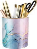 Colored Pen Holder for Desk - Large Capacity Ceramic Marble Pencil Cup