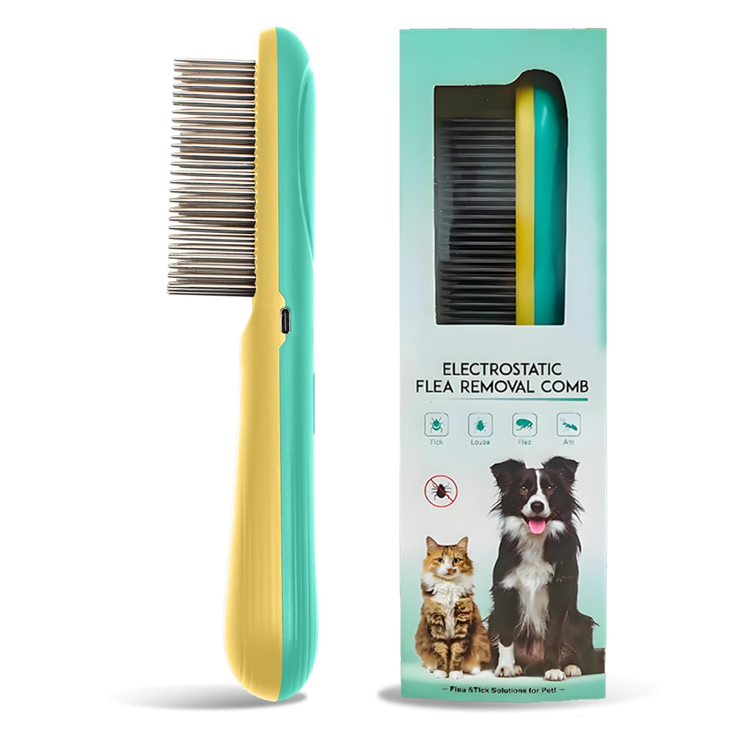 Premium Flea Comb for Dogs & Cats - 3-Row Detection Tool