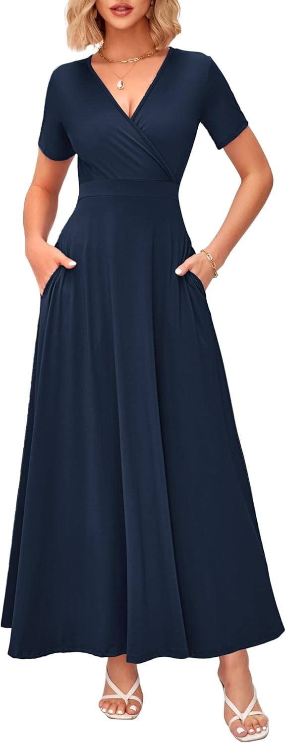 WNEEDU Women's Summer Maxi Dress with Pockets for Every Occasion