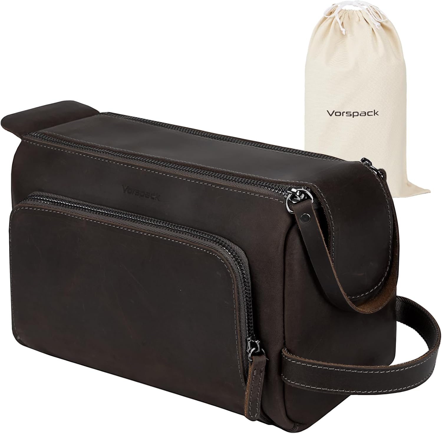 Vorspack Genuine Leather Toiletry Bag for Men - Stylish & Durable