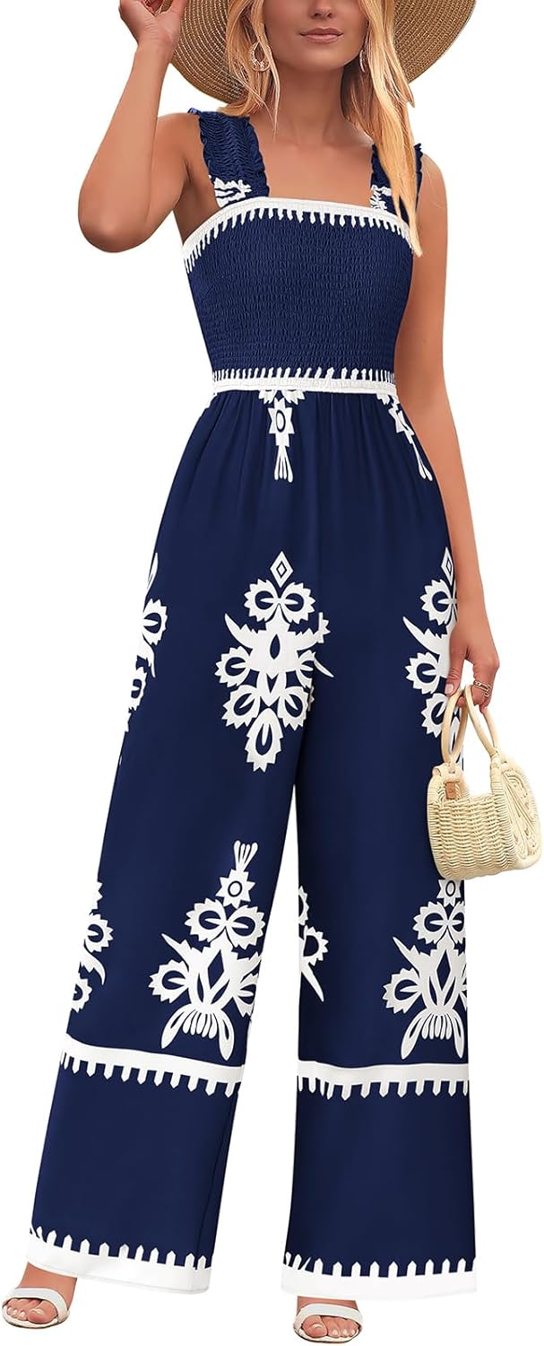 Stylish Shirred Strap Wide Leg Jumpsuit for Women 2025