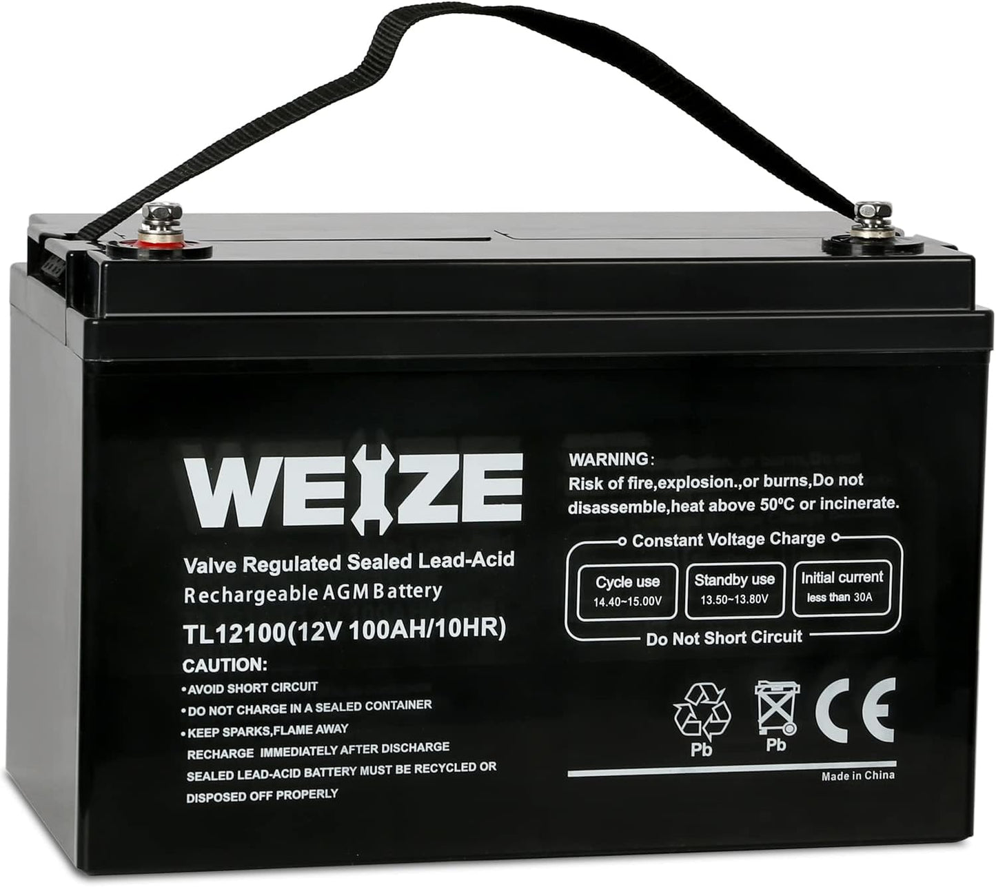 Weize Deep Cycle AGM 12 Volt 100Ah Battery for RV and Solar