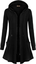 Long Hoodie Tunic Jacket for Women - Lightweight Zip Cardigan