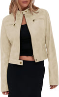 Onedreamer Women's Faux Leather Cropped Jacket - Vintage Moto