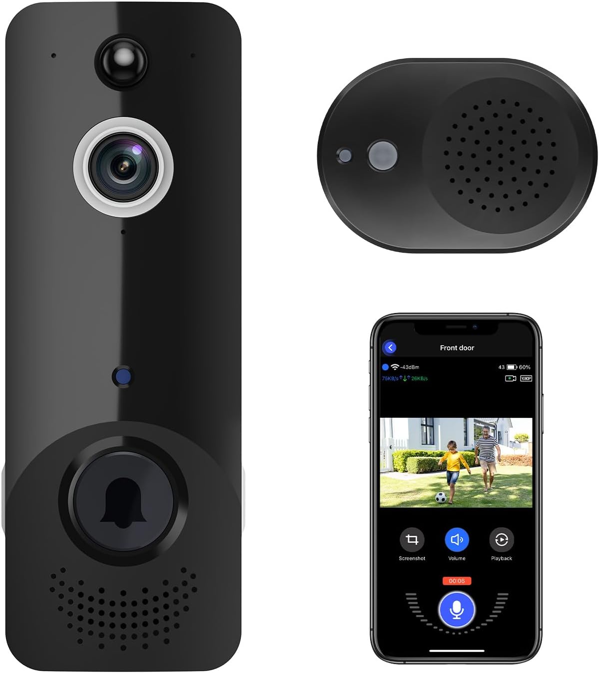 AI Human Detection Smart Doorbell - Night Vision, Instant Alerts