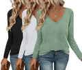 Long Sleeve V Neck Shirt 3 Pack Women - Comfortable Base Layer