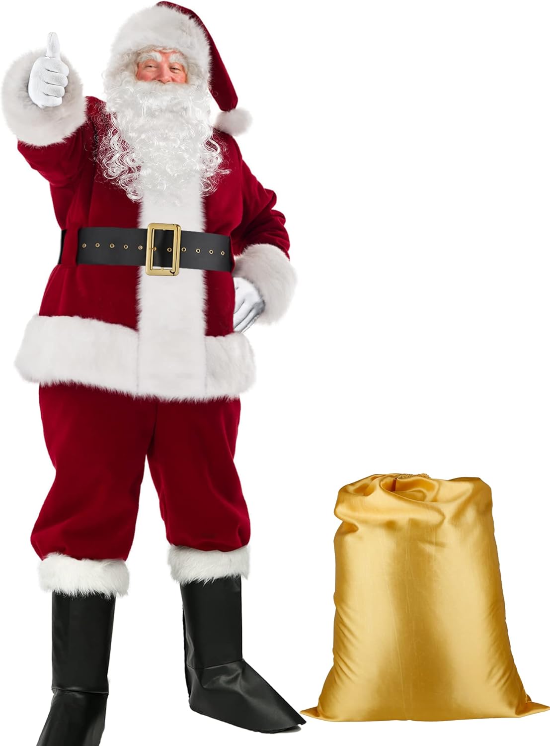 Deluxe Santa Claus Costume for Men - Professional 9 PCS Outfit