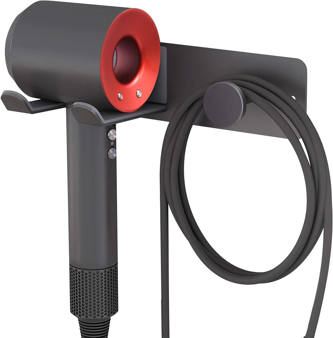 Stylish Steel Hair Dryer Wall Holder - Black