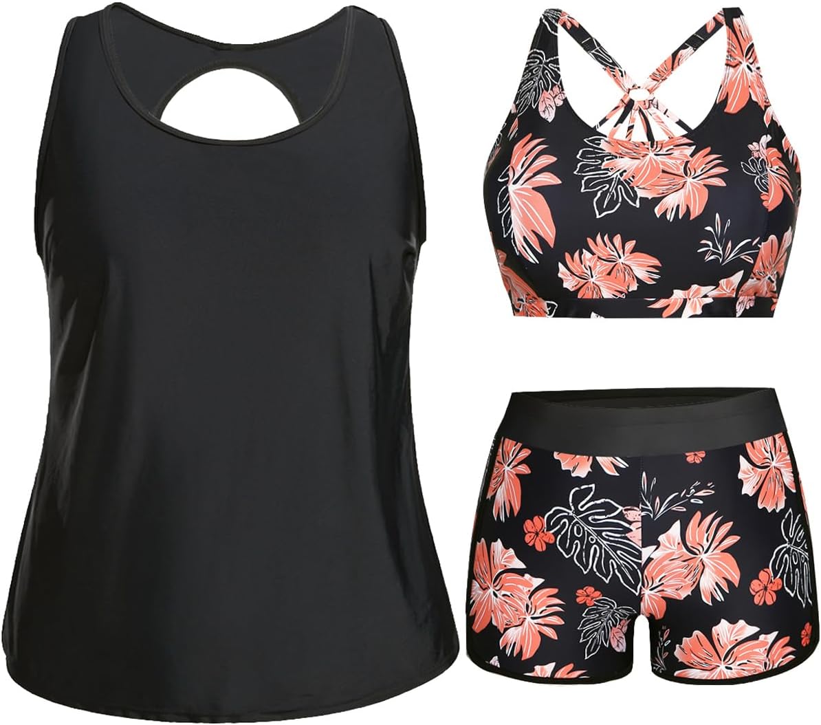 Holipick Plus Size 3 Piece Tankini Swimsuits for Women