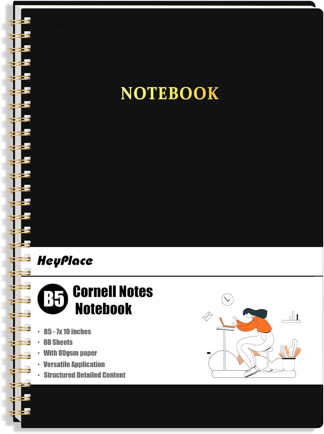 HEYPLACE Cornell Notes B5 Notebook - Efficient Note-Taking