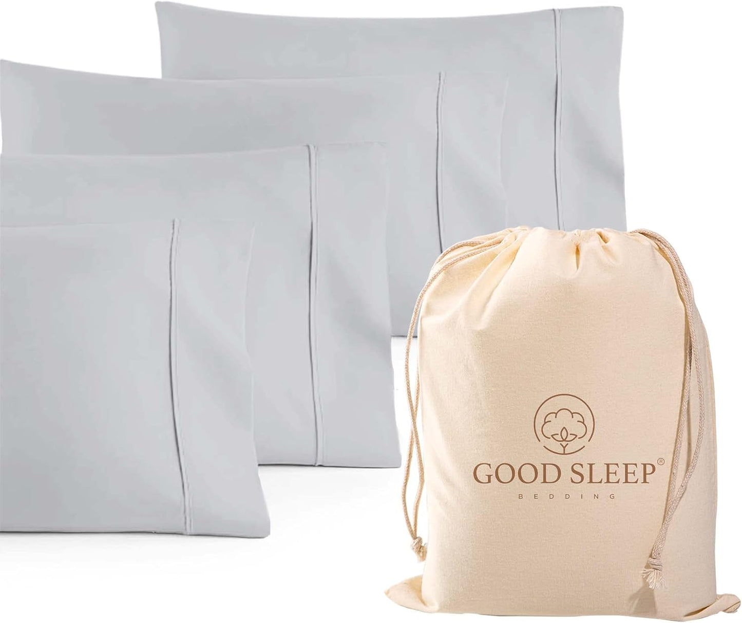 1000 TC Light Gray King Pillowcases Set of 4 for Luxurious Sleep