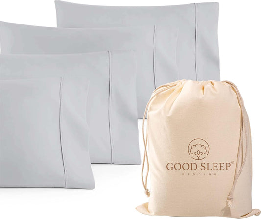 1000 TC Light Gray King Pillowcases Set of 4 for Luxurious Sleep