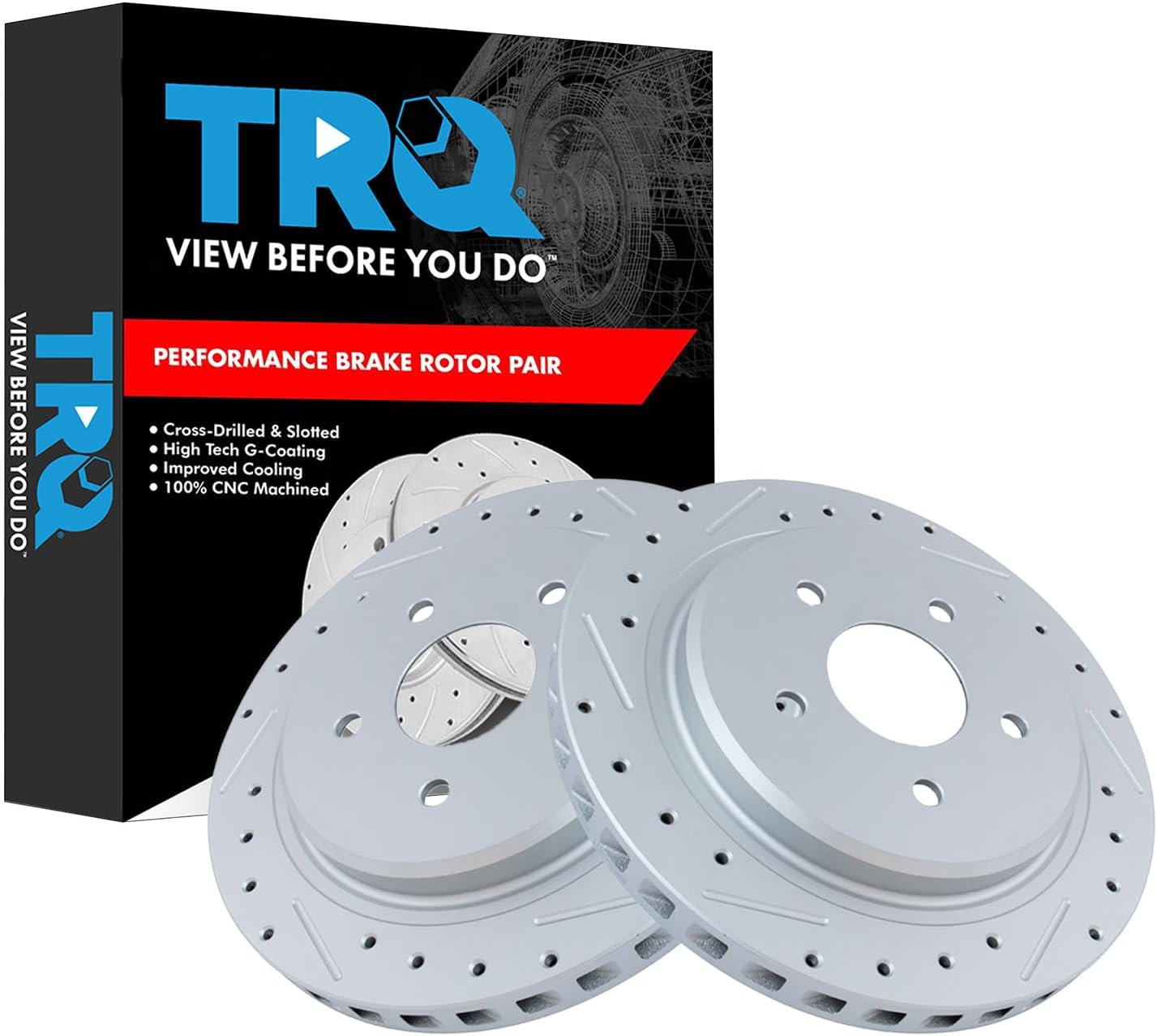 TRQ Rear Performance Brake Rotors Set for Cadillac XLR & Corvette