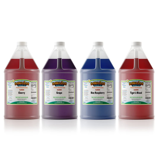Hawaiian Shaved Ice Syrup Gallon 4-pack for Delicious Treats