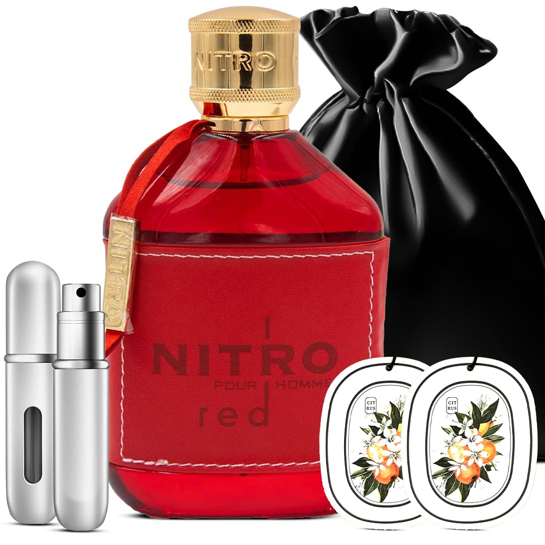 Dumont Nitro Red Perfume Bundle with Travel Bottle & Fresheners