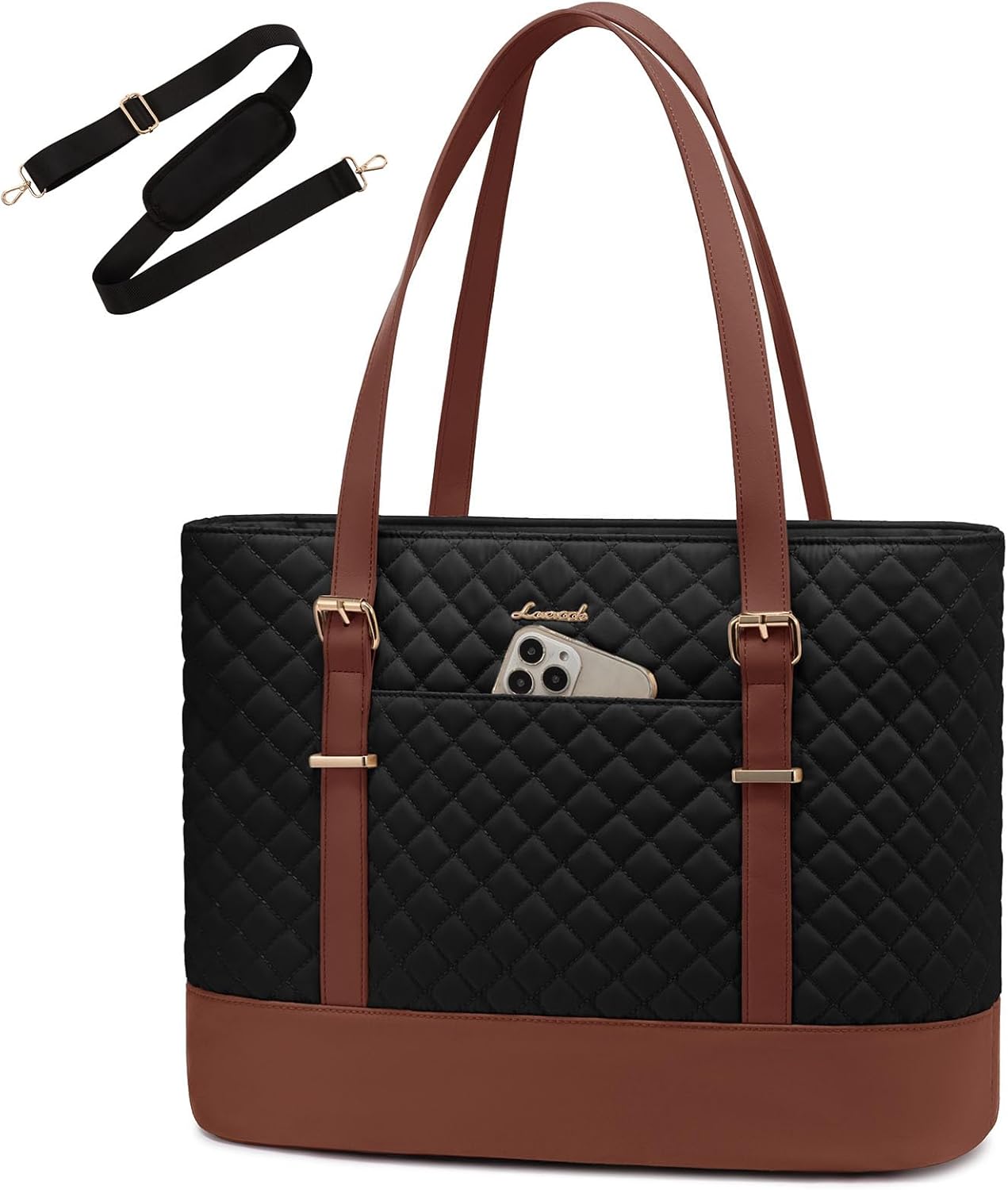LOVEVOOK Laptop Bag for Women - Elegant Work Tote with Cup Holder